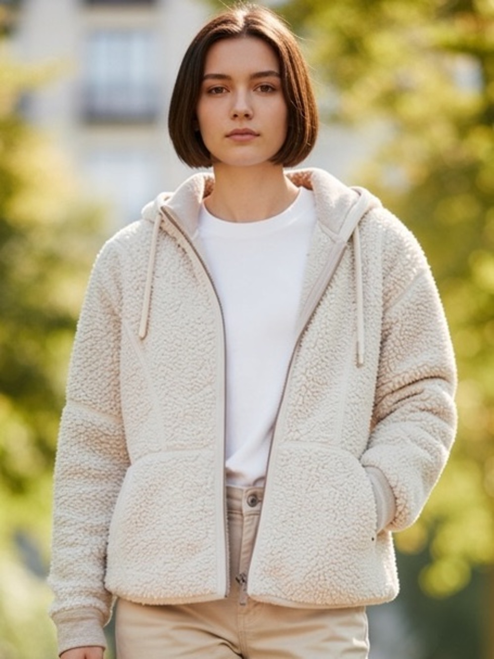 prAna Cozy Hooded Sherpa Polar Escape Jacket - Cream SZ S Cozy Winter croquette